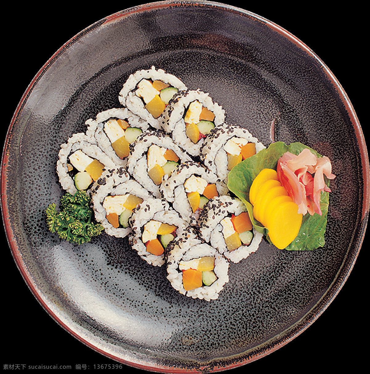 精美 寿司 卷 日式 料理 美食 产品 实物 产品实物 日本料理 日式美食 深色盘子
