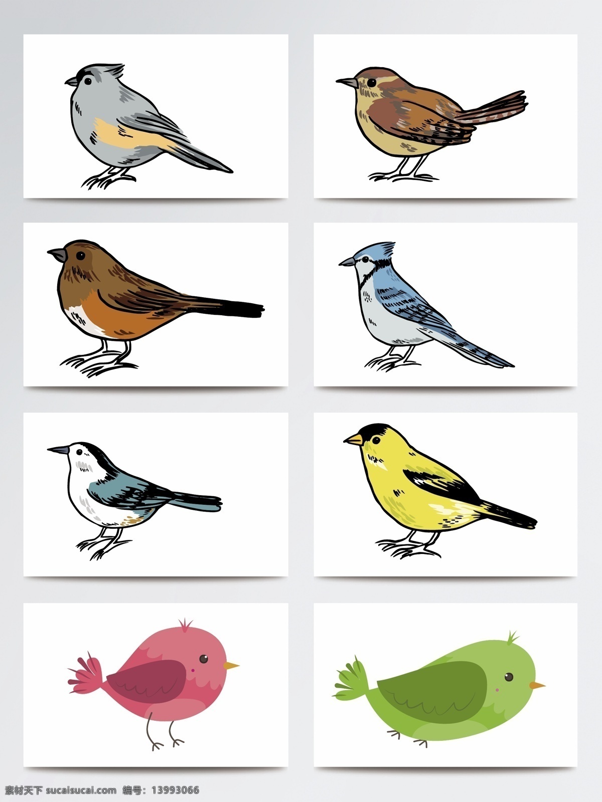 水彩 绘画 可爱 小鸟 动物 简约 小清新 扁平化 卡通 鸟类