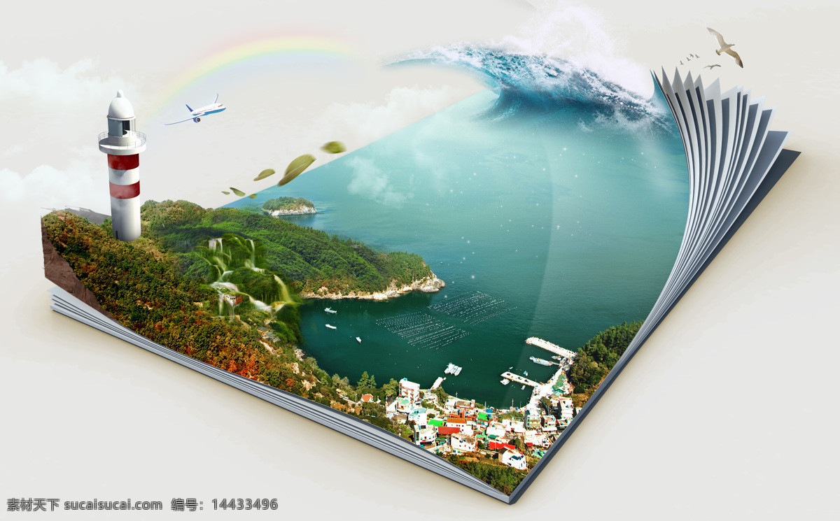 奇幻 立體 旅游指南 世界 海岸 立體書 秋季 秋天 燈塔 瀑布 港口 海鷗 海浪 海水 波濤 書 夢幻 夢境 旅游 微觀世界 彩虹 度假 小山 場景 云彩 飛機 動漫動畫 風(fēng)景漫畫
