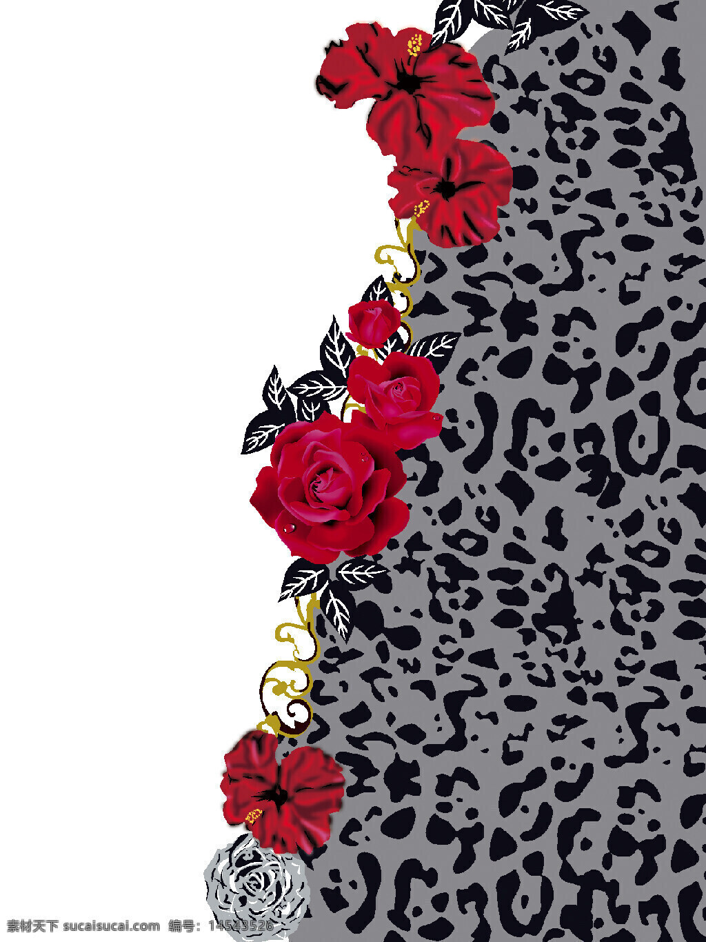 女装 服装 手绘 印花 数码印花 清爽印花 夏季 花朵 手绘花 豹纹