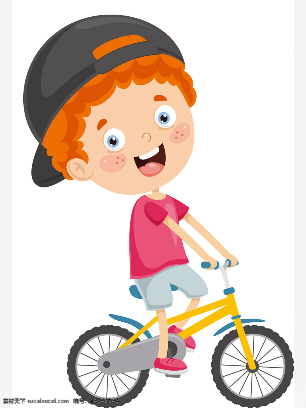 卡通骑车 卡通儿童 卡通男孩 自行车 儿童