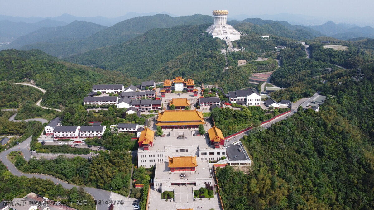 紹興龍華寺 天空 藍(lán)天 青山 建筑 房子 文化藝術(shù) 傳統(tǒng)文化