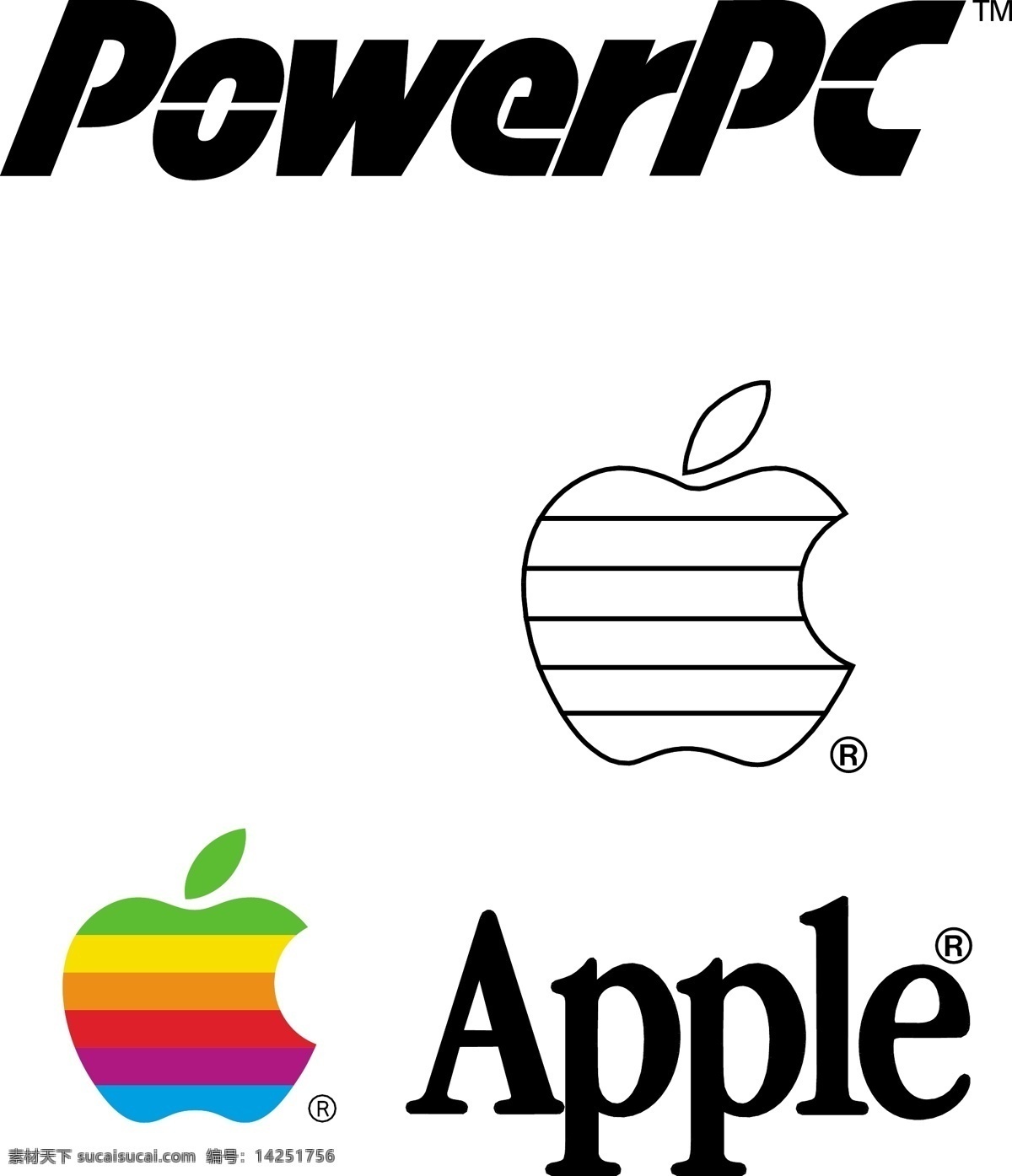 标志素材下载 苹果矢量 矢量素材 矢量图库 apple 苹果 彩色 标志 线 描图 模板 iphone4ai
