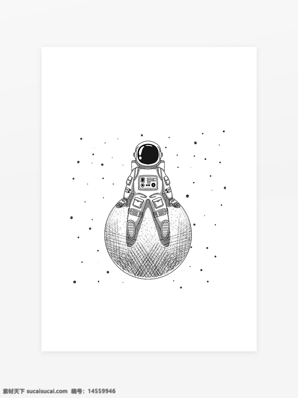 手绘线条宇航员 太空员 太空人 卡通宇航员 天空飞行员