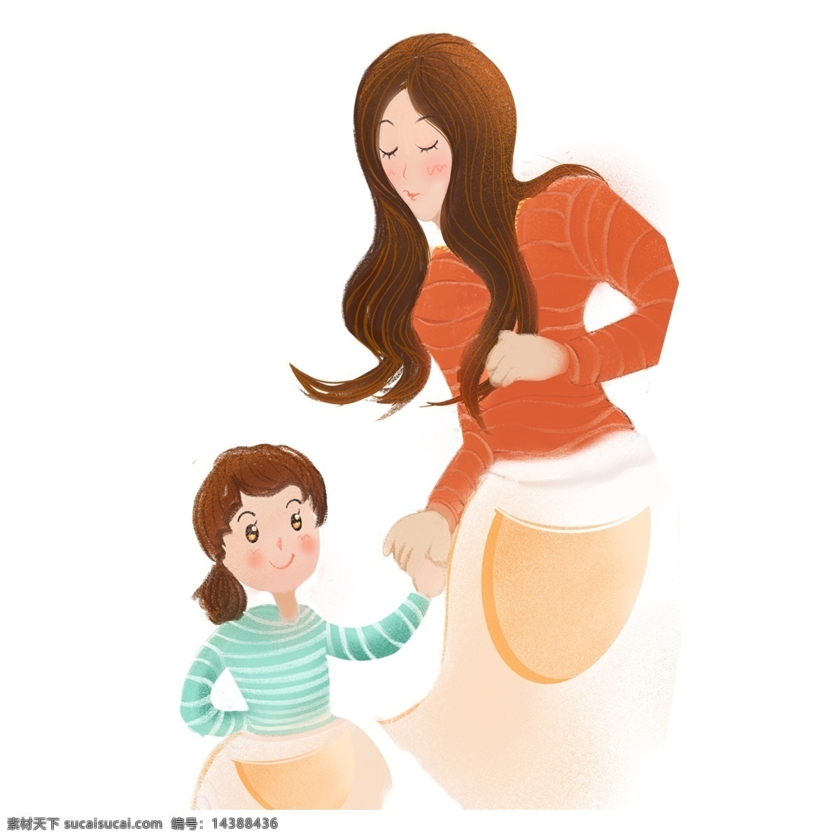 唯美 手繪 母女 插畫(huà) 人物 免摳元素 透明素材 可愛(ài) 人元素
