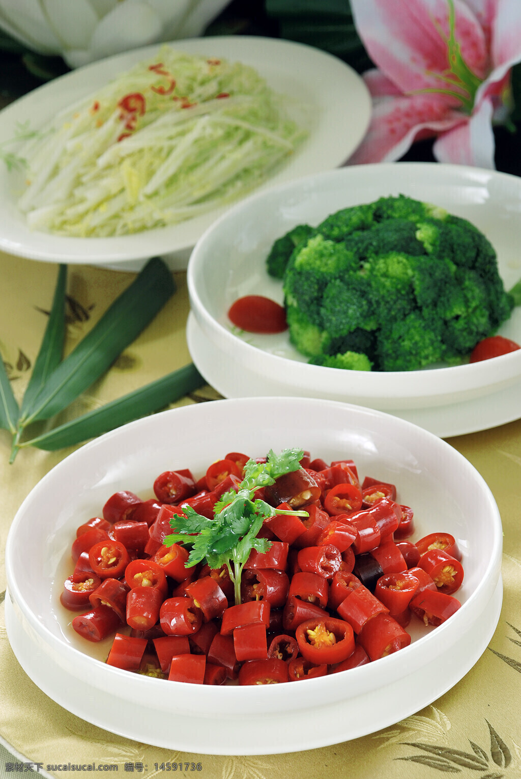 配菜碟 辣椒 西藍花 青菜