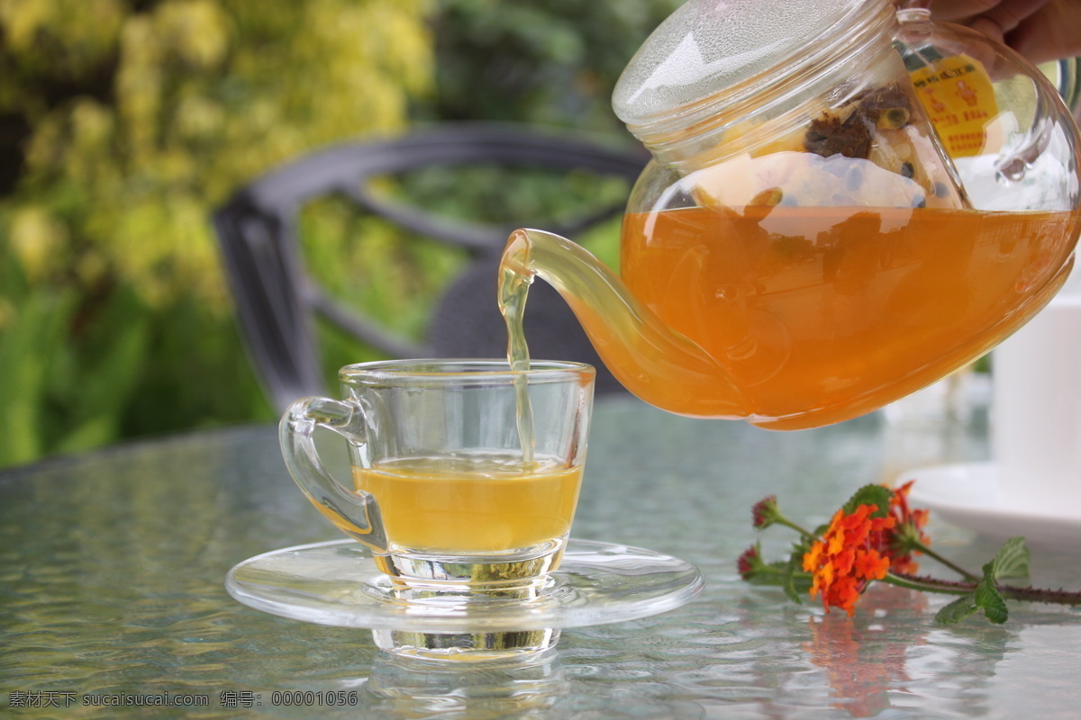 休闲 惬意 下午 茶 花茶 茶花 橙色 下午茶 玻璃茶壶 玻璃茶杯 风景 生活 旅游餐饮