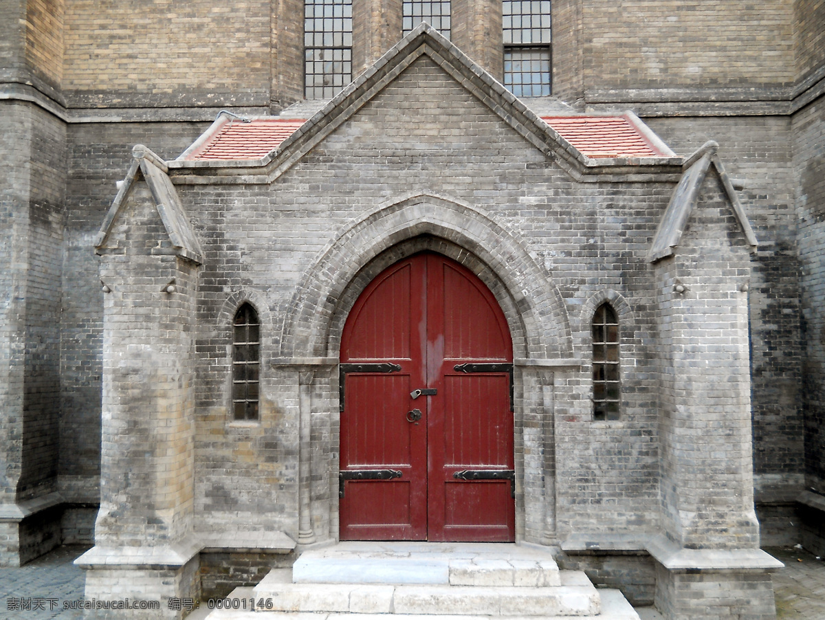 安立 甘 教堂 入口 十字架 宗教建筑 历史建筑 历史见证 西洋建筑 百年沧桑 天主教 青砖墙面 拱形门窗