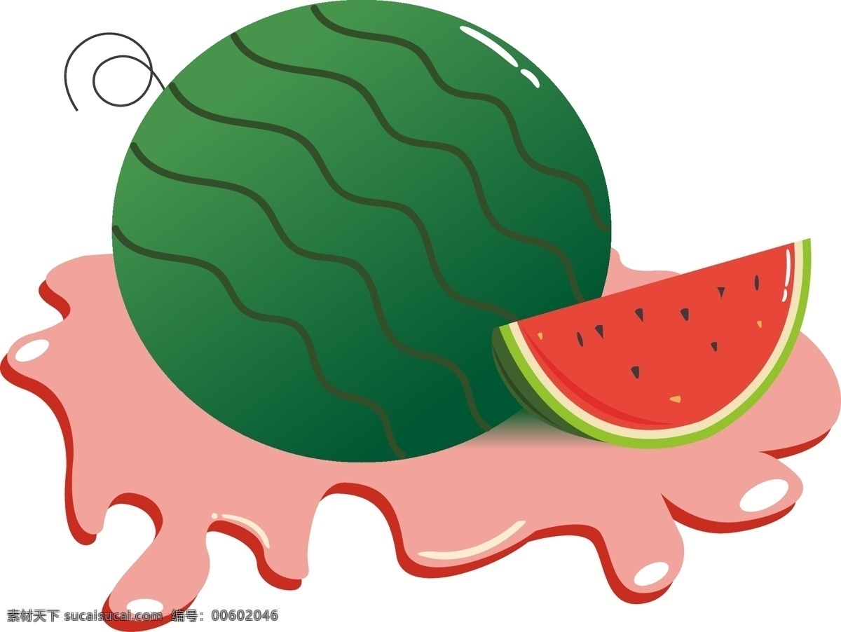 西瓜 水果 卡通 处暑 矢量 元素 商用