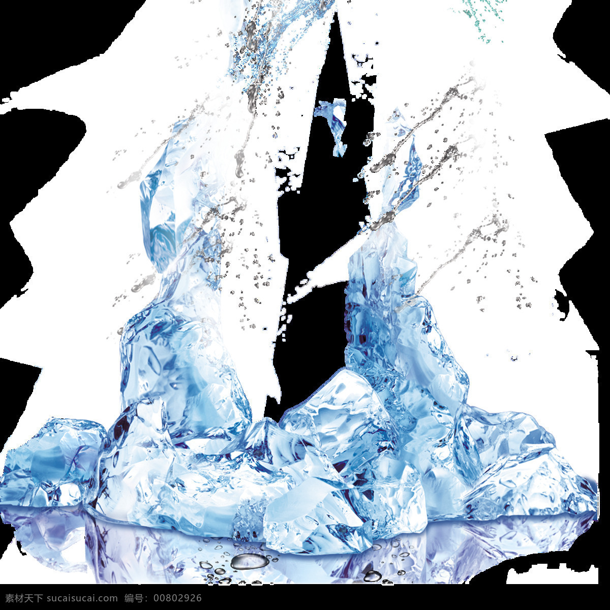创意 冰块 设计图 透明 装饰 免 扣 逼真 蓝色 水花