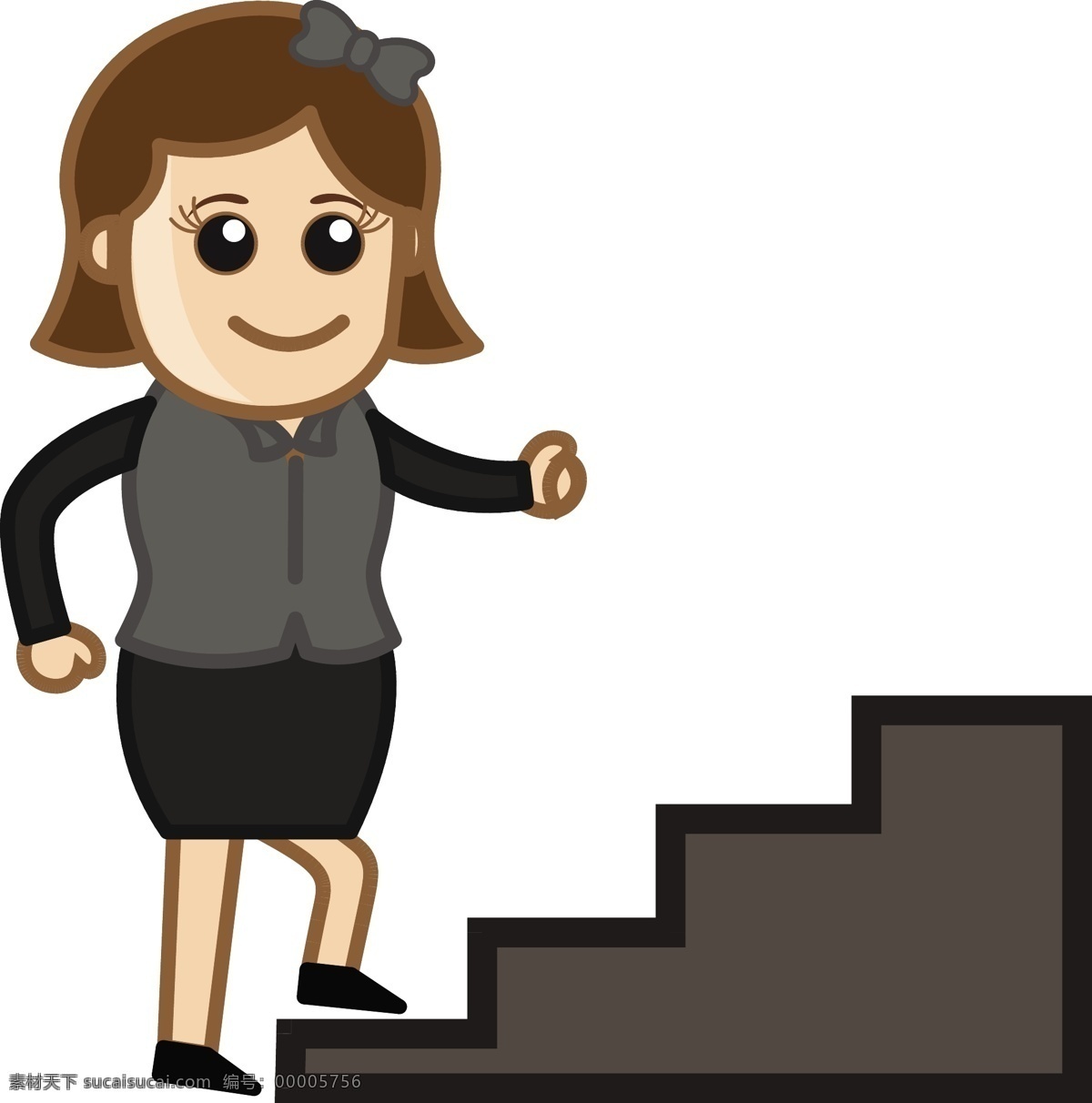 女人 爬 楼梯 卡通 商业 矢量 插图 矢量图 商务金融