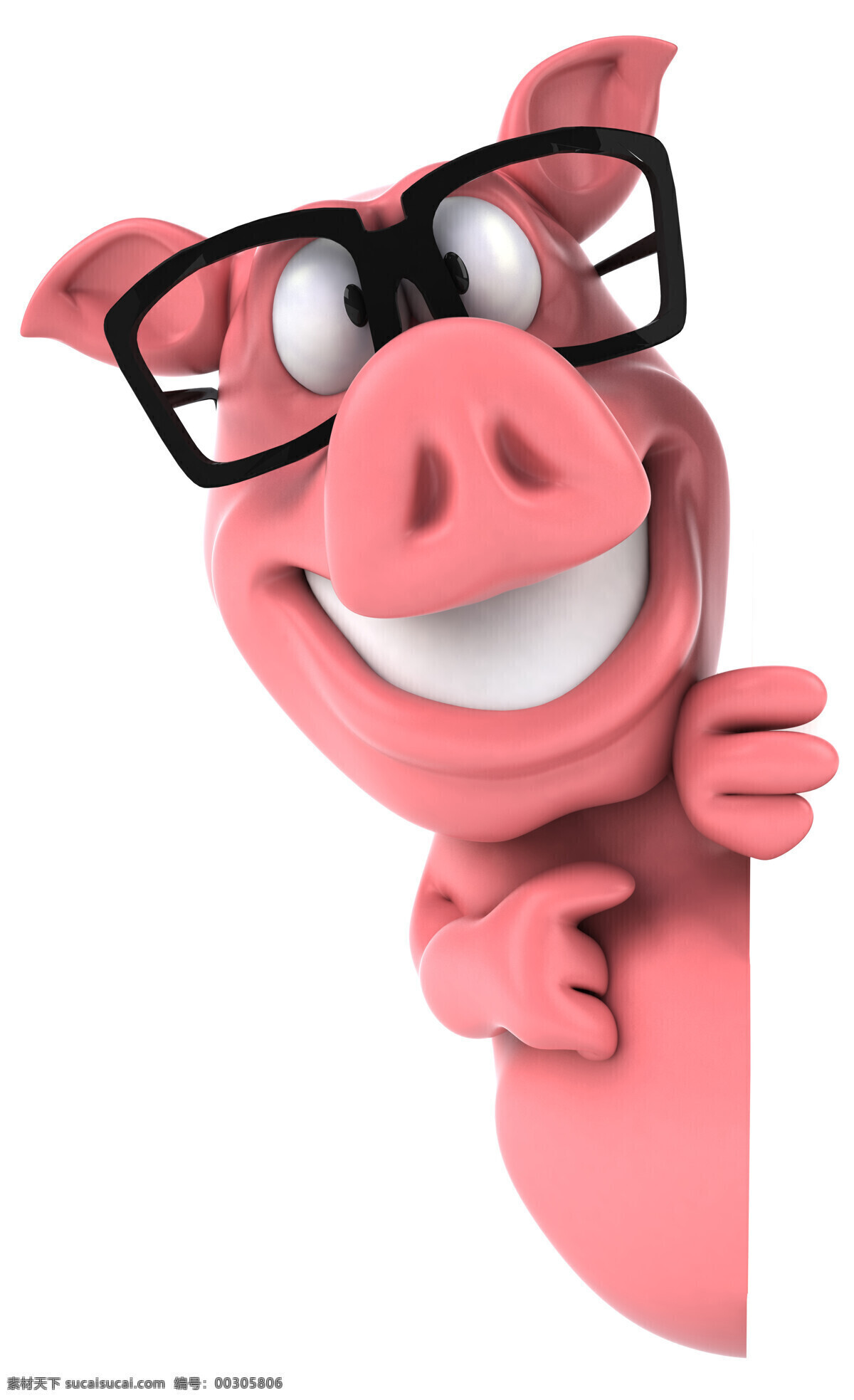 戴 黑 框 眼镜 3d 小 猪 戴着黑框眼镜 3d小猪 粉色小猪 微笑的猪 陆地动物 生物世界