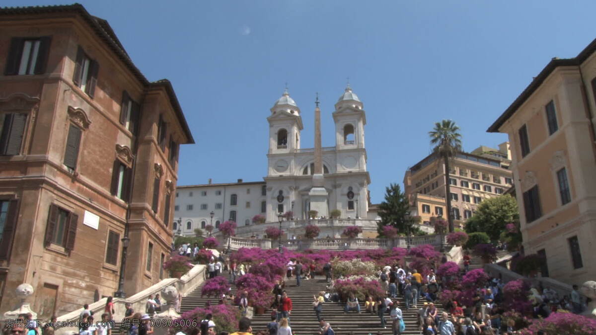 视频免费下载 特里尼蒂 dei 蒙蒂 教堂 西班牙 阶梯 放大 股票 视频