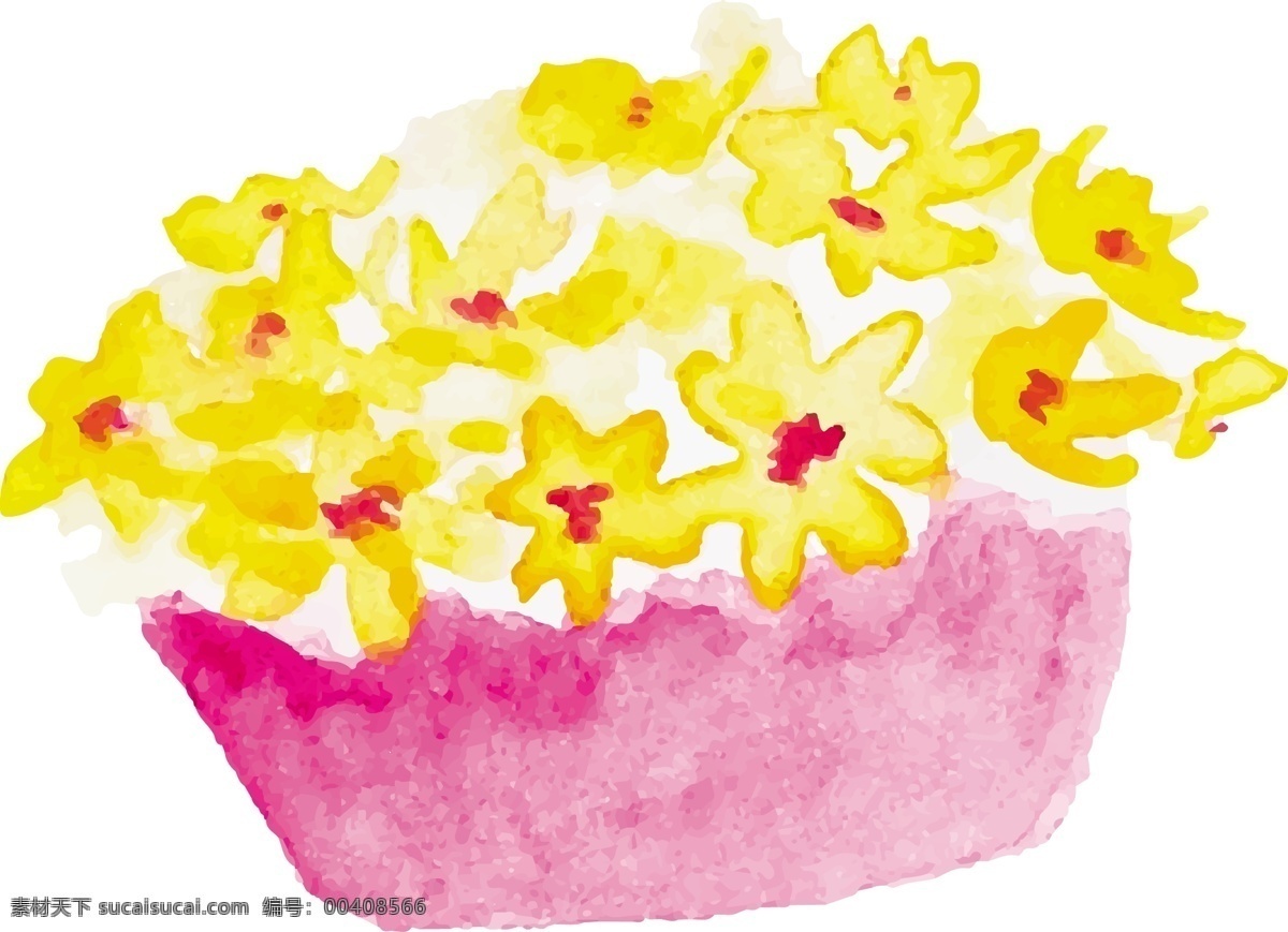 手绘 黄色 小花 矢量 花朵 简约 卡通 设计素材 矢量素材