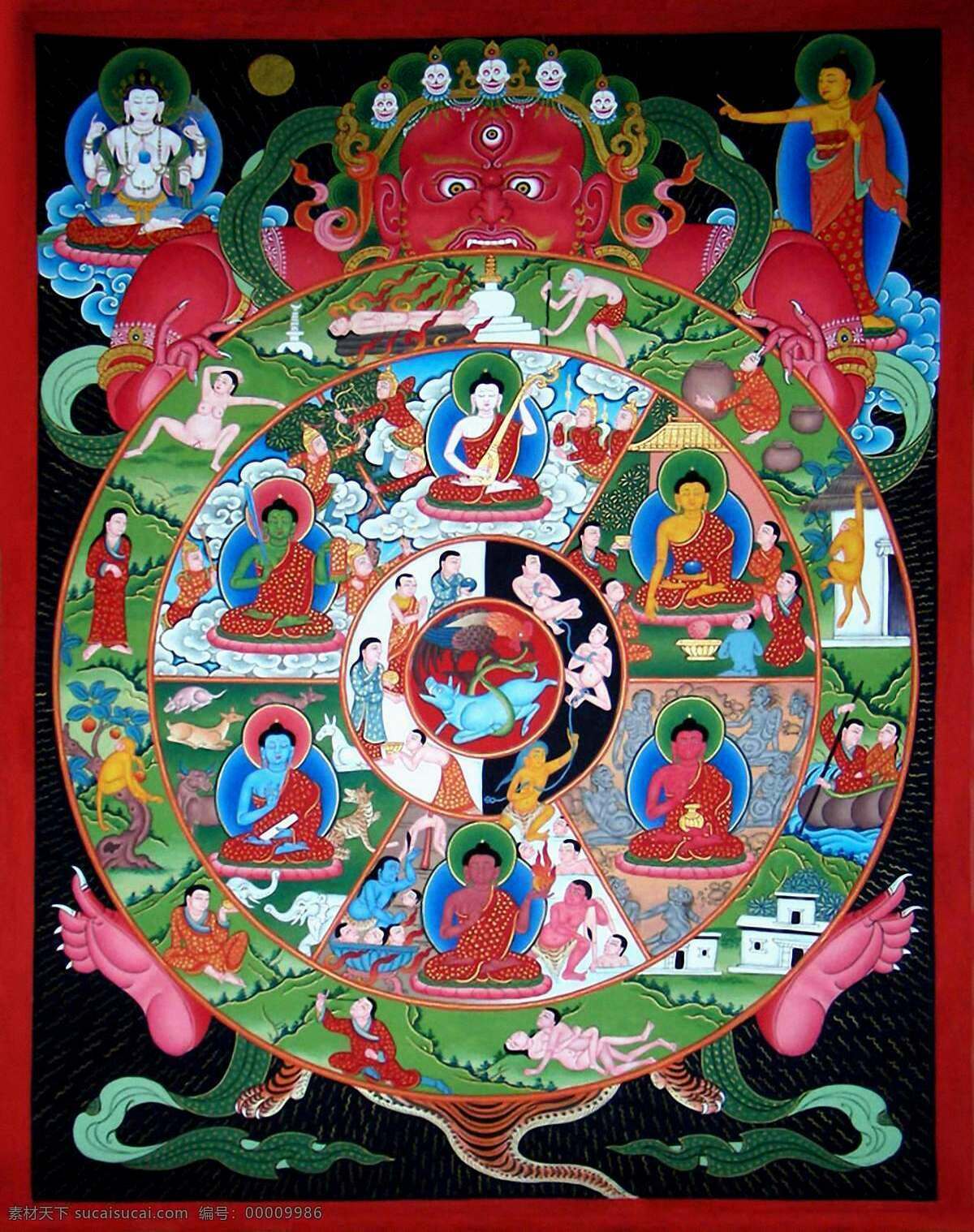 六道轮回图 佛教 佛像 佛学 唐卡 宗教信仰 文化艺术