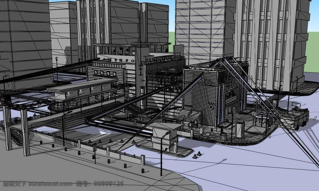 厂区 3d 模型 3d设计模型 厂房 大楼 立体 楼梯 三维模型 设备 通道 源文件 厂区3d模型 其他模型 skp 3d模型素材 其他3d模型