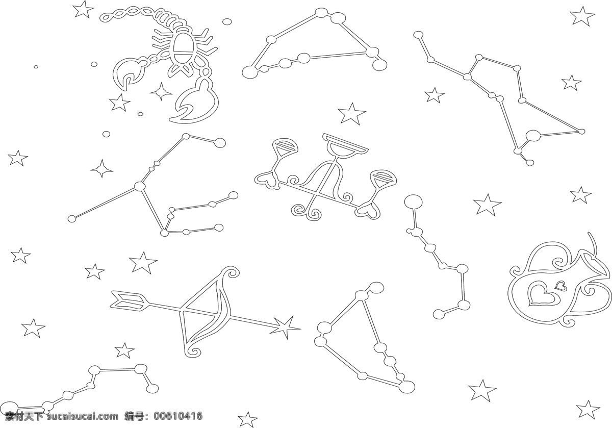 星座 矢量图 背景墙花纹 硅藻泥 环境设计 卡通图案 室内设计 星座矢量图 儿童房图案 硅藻泥图案 家居装饰素材