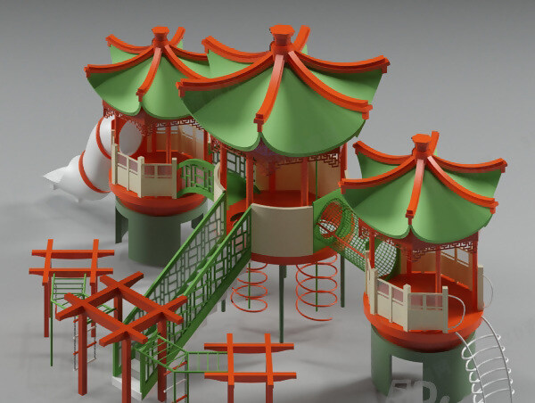 3d 组合 滑梯 模型 童趣 游乐场 游戏厅 幼儿园 无贴图 器材设备 max2009 游乐设备 组合滑梯 3d模型素材 家具模型