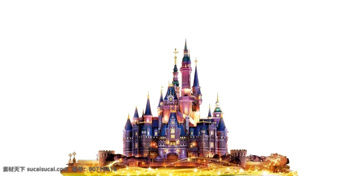 迪斯尼城堡 卡通建筑 动画城堡 欧式卡通建筑 房子 分层
