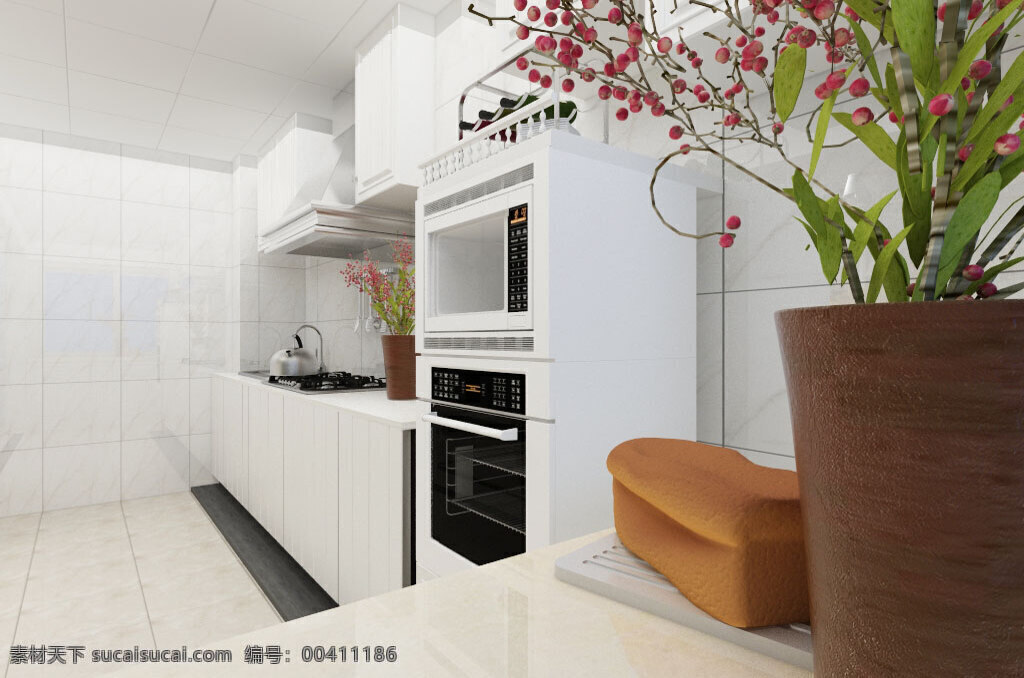 欧式 风格 厨房 装饰装修 效果图 欧式风格 装饰画 室内装修 室内设计 3d模型 欧式厨房 厨房效果图 边柜 吧台