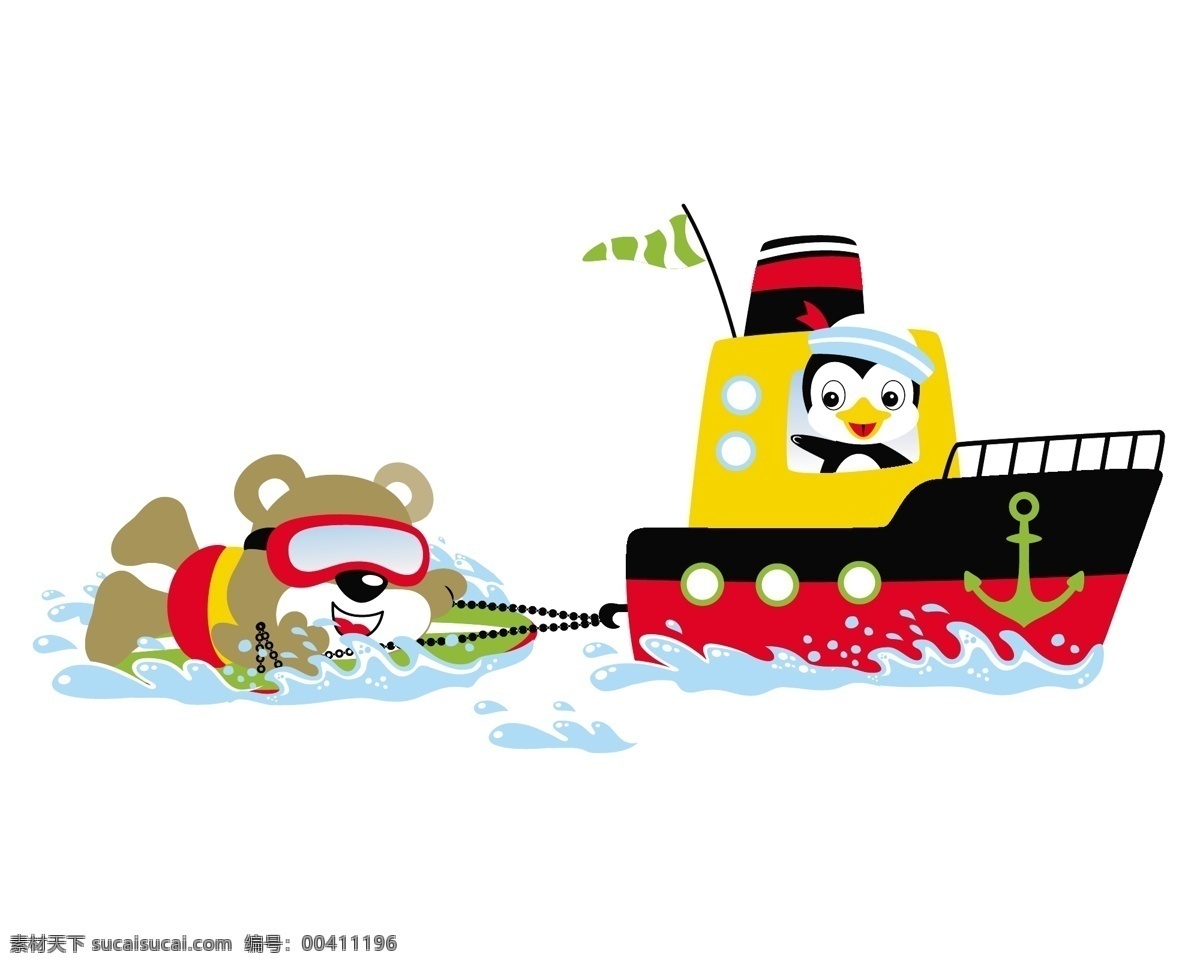 企鹅 小 熊 海上 玩耍 可爱 卡通壁纸 图集 小动物 小熊 儿童绘画 卡通动漫 可爱卡通