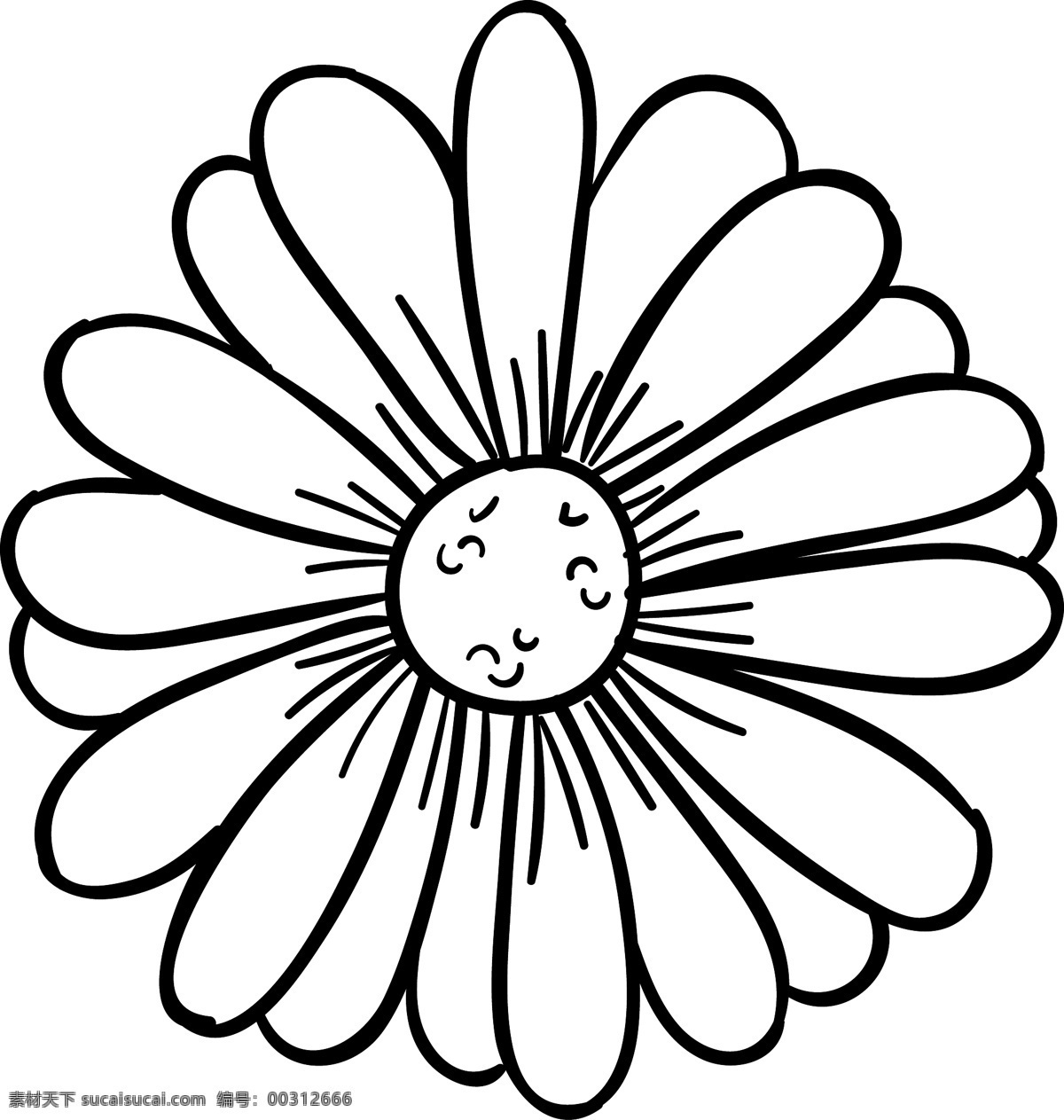美丽 的卡 通 手绘 花 漂亮 卡通 素描 花卉 线条 艺术 黑色 白色