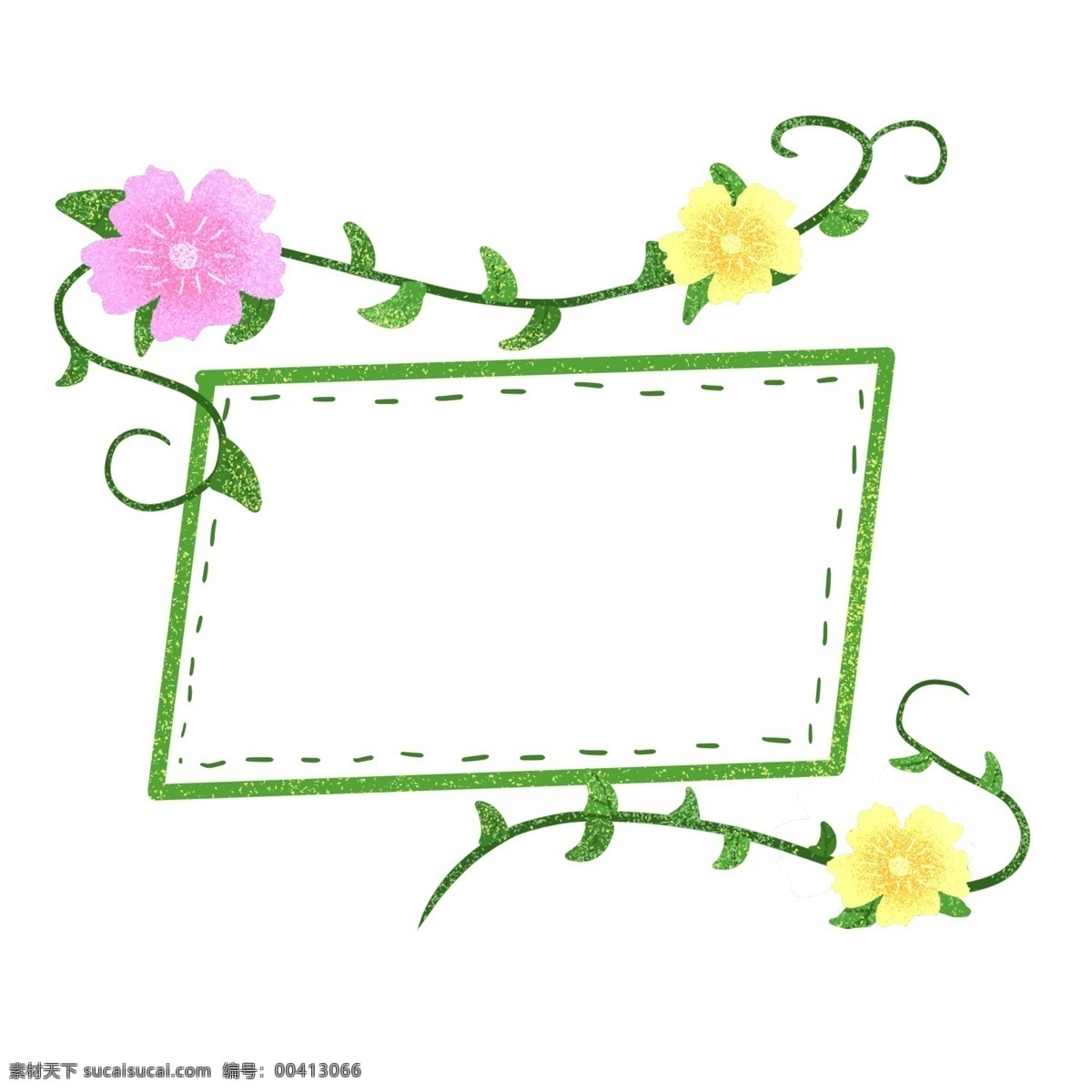 绿叶 红 花枝 藤 边框 方形花朵边框 绿叶边框 红花装饰边框 绿植花朵边框 植物边框 植物边框插画