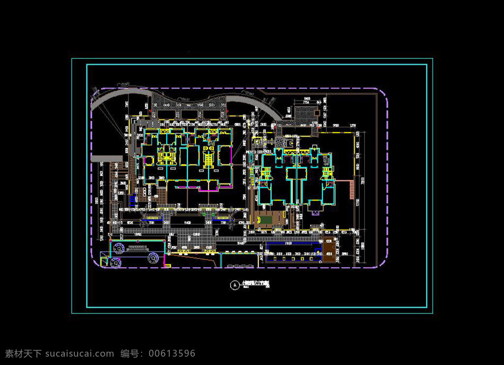 小院 围墙 尺寸 平面图 施工图 dwg 黑色