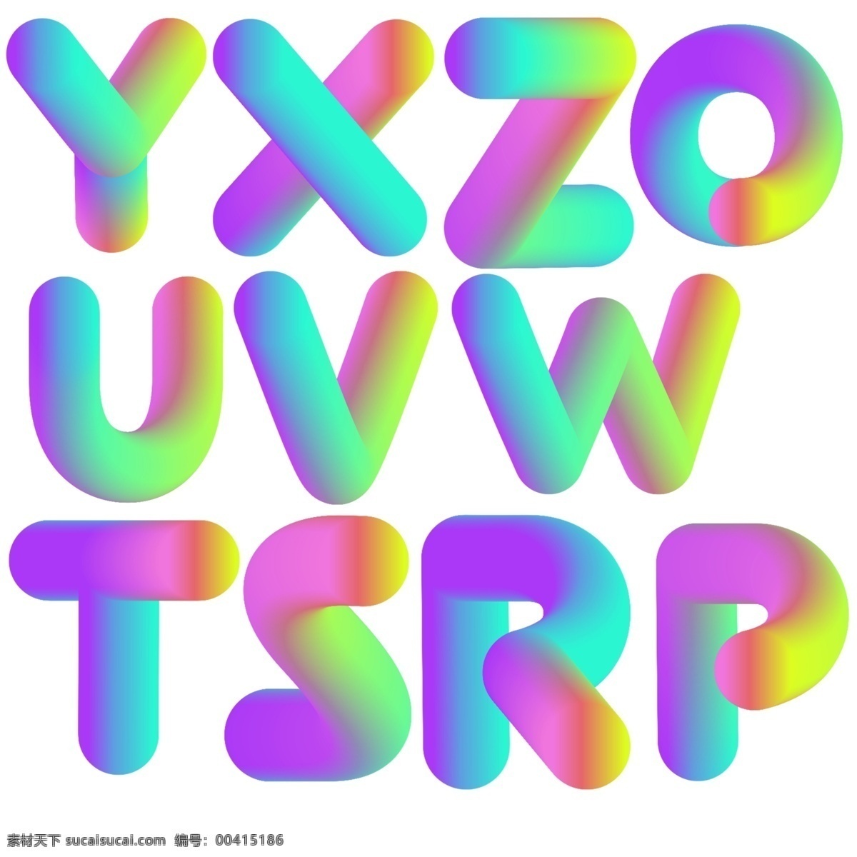 渐变 立体 效果 英文 字母 彩虹色 创意 立体效果 立体字母 艺术字母 英文字母