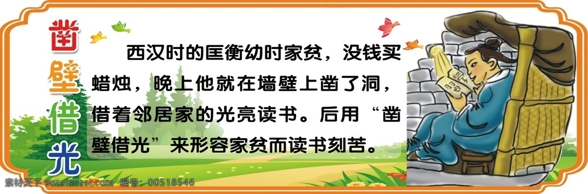 凿 壁 借光 励志故事 校园文化 异形 展板 凿壁借光 psd源文件