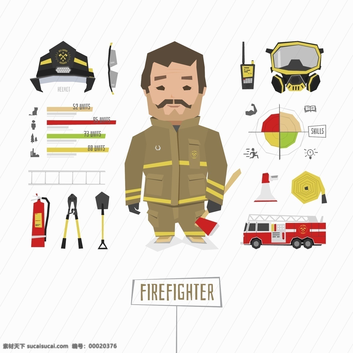 消防队员 职业 图标 形象 精美 矢量图