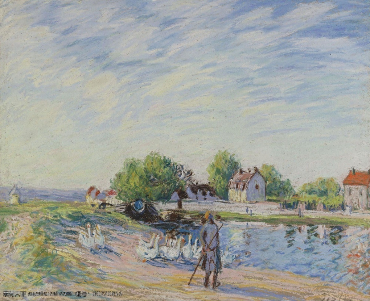 saintmammes 大师 画家 风景画 静物 油画 建筑 装饰画 at geese sisley alfred 人物 高清 西方 国外 现代 家居装饰素材