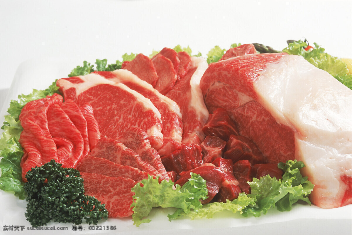菜叶 上 肉 蔬菜 肉食 肉类 食物 美食 食材原料 餐饮美食