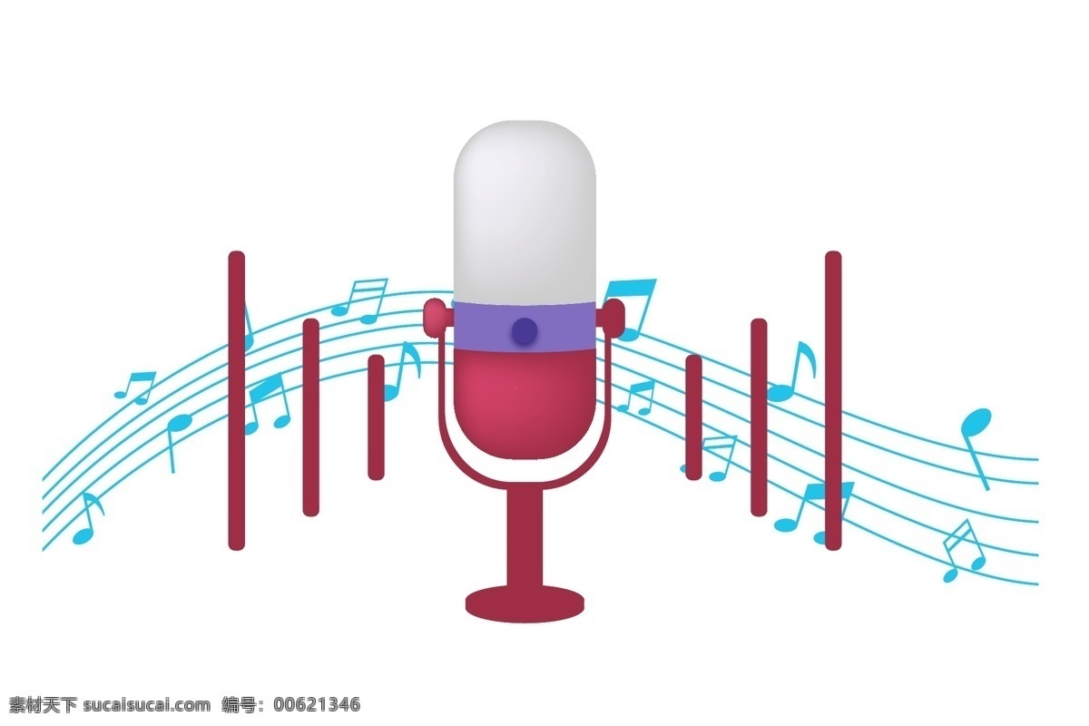 3d 效果 音乐 音符 3d效果 蓝色音符 紫色话筒 音乐音符 立体话筒效果