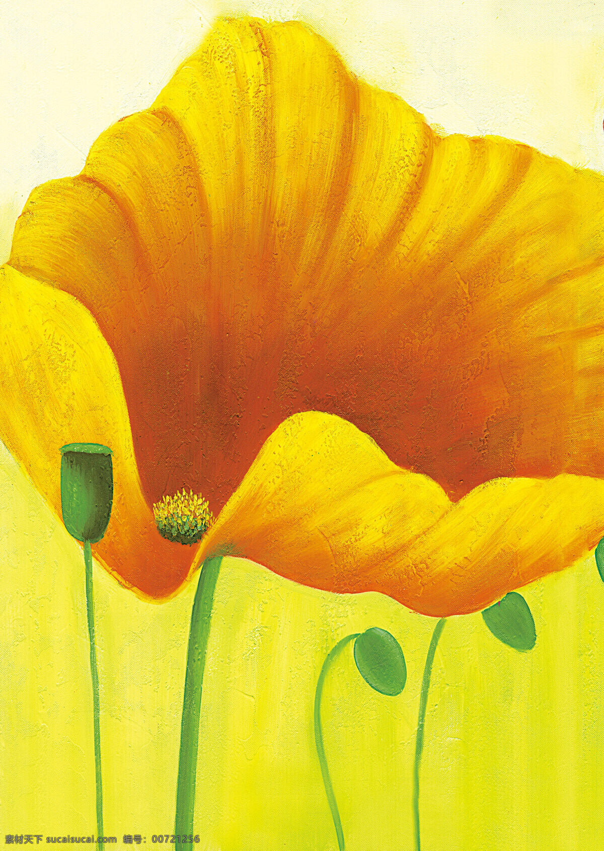 黄色 花朵 油画 植物 花卉 装饰画 绘画 壁画 墙画 艺术 书画文字 文化艺术