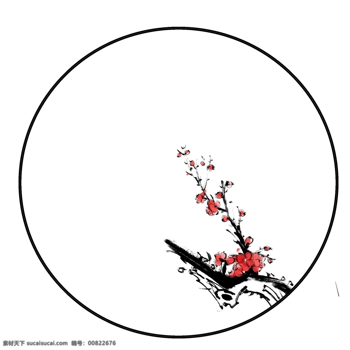 中国 风 梅花 图案 边框 红色 水墨 水墨边框 冬季 冬梅 腊梅 花卉 边框底纹