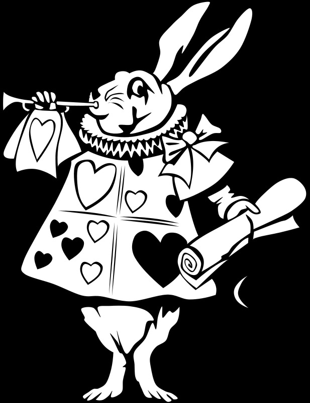 爱丽丝 仙境 兔子 卡通 着色书 externalsource 兔 混音 svg 黑色