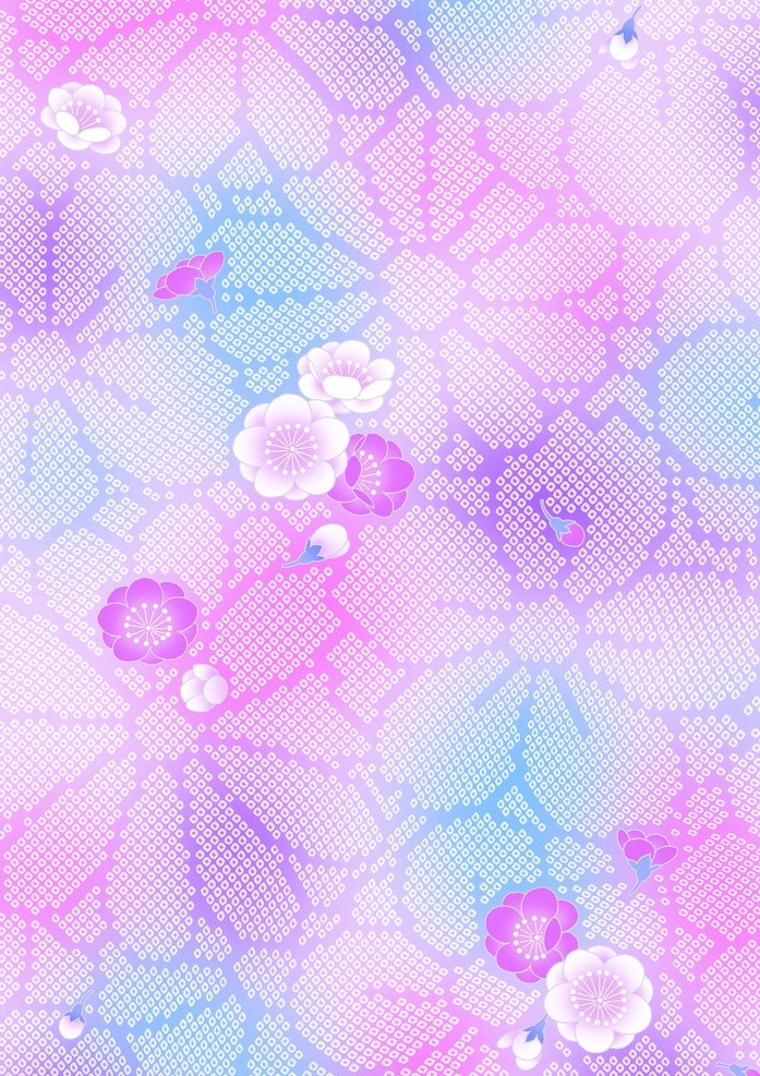 日式 紫蓝 樱花 菊花 底纹 日式花纹 背景底纹 底纹边框