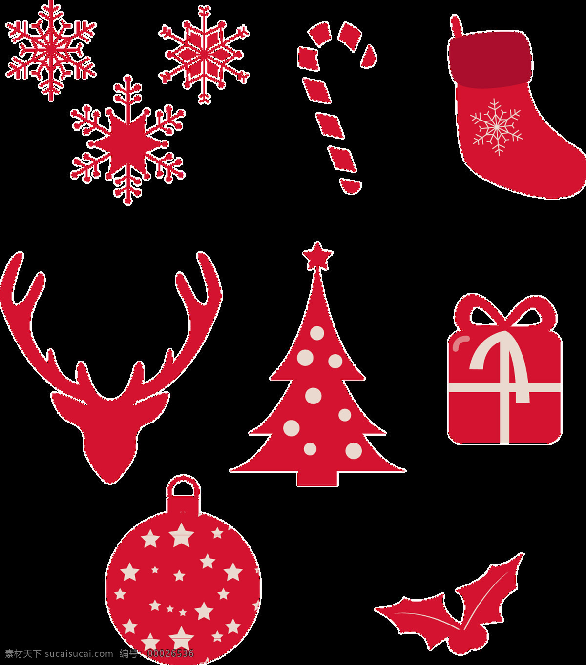 圣诞 元素 圣诞节 可爱 红色 透明素材 免扣素材 装饰图案