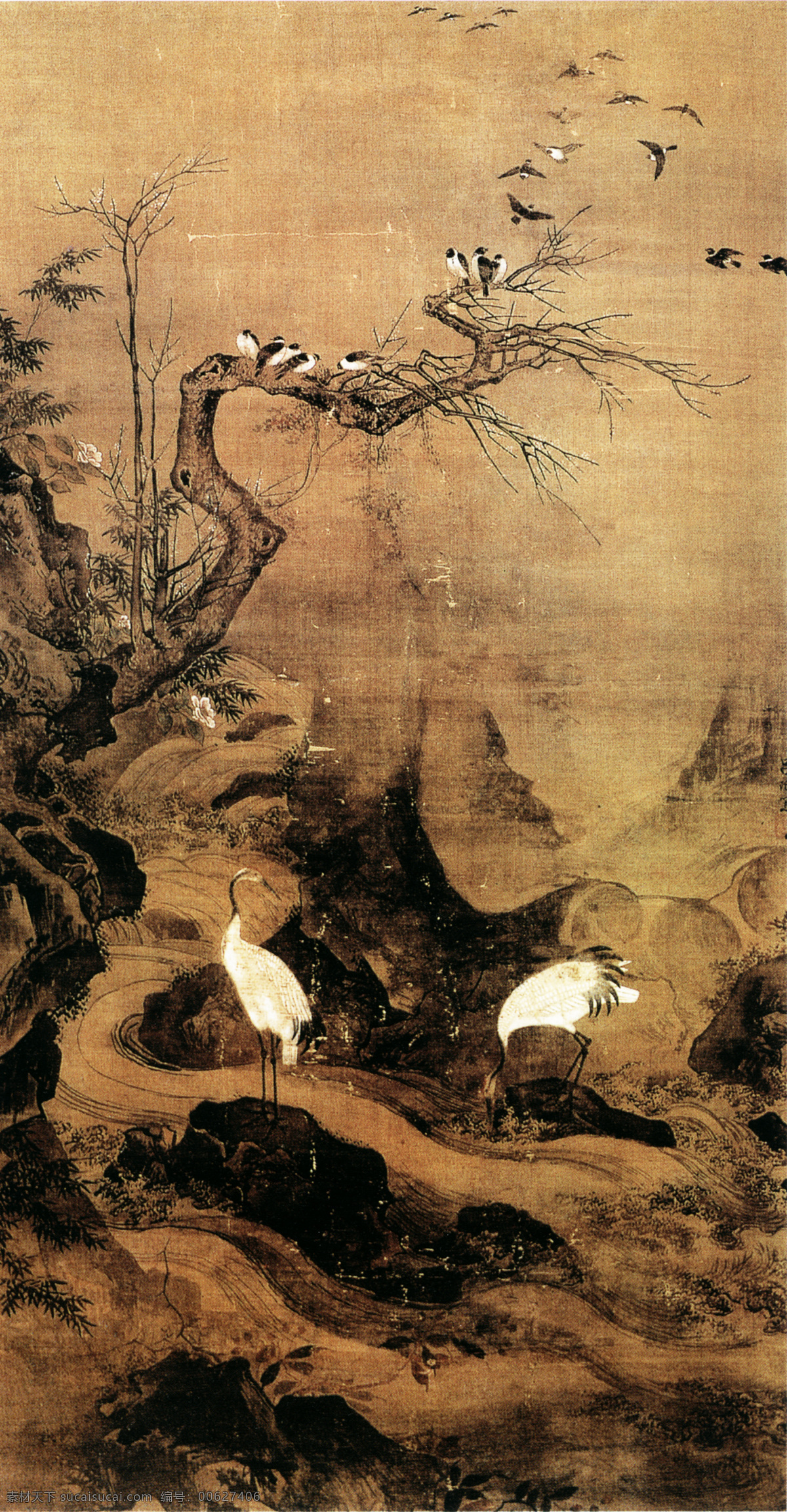 国画 天鹅 树 水墨画 中国画 中国艺术 绘画艺术 装饰画 中堂画 书画 文化艺术 书画文字