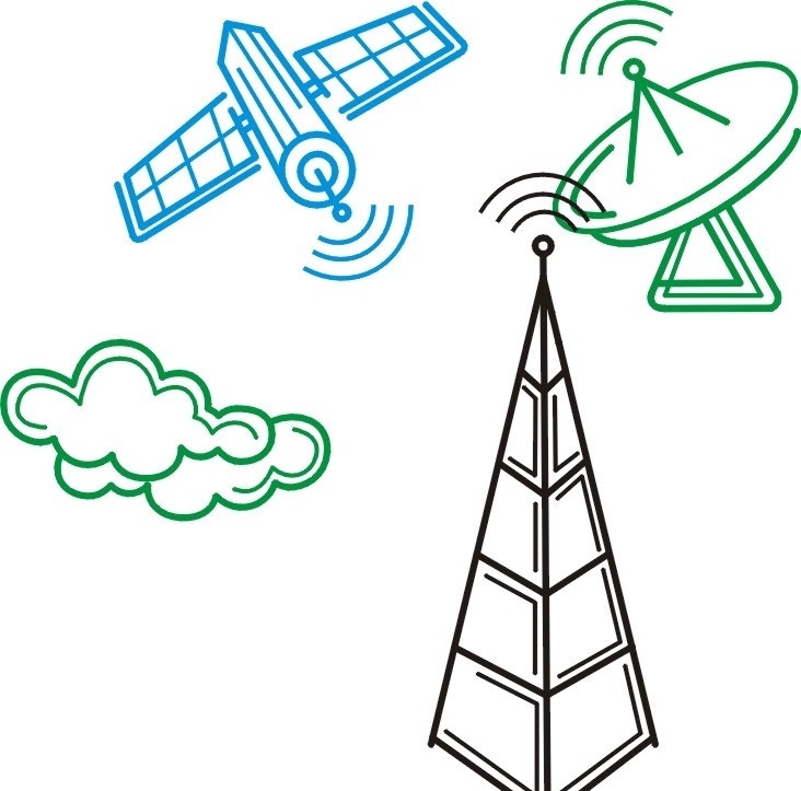 矢量信号塔 卫星 发射塔 雷达 云 矢量标识 小图标 标识标志图标 矢量