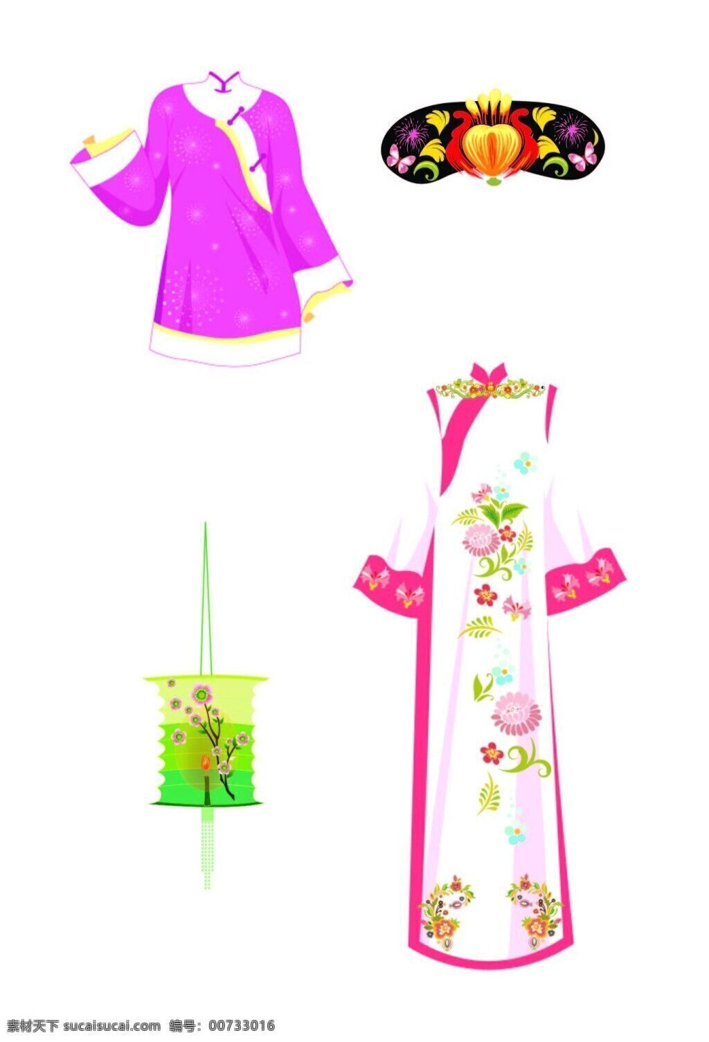 古装服装 衣服 古装 头饰 灯笼 白色