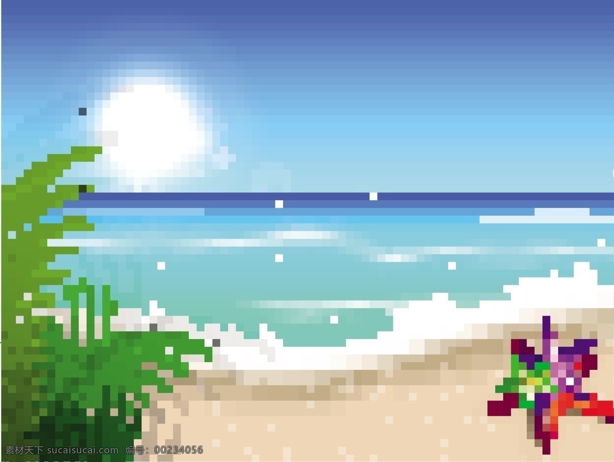 美丽 夏天 海滩 背景 自由 向量 月亮 海星 海边 夏天的海滩 矢量图