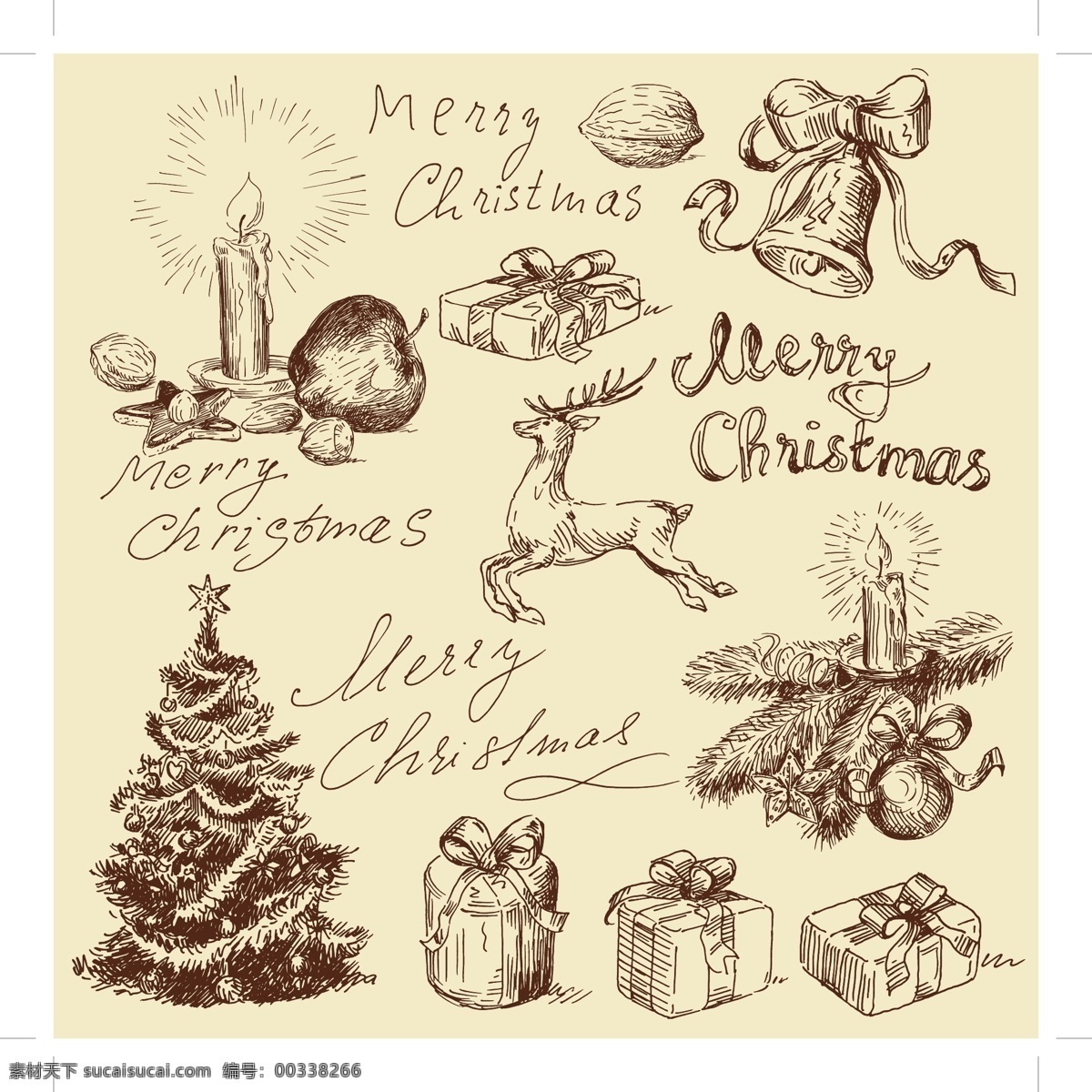 旧货 圣诞 插画 矢量 插图 圣诞插图 圣诞老人 老式的 旧货圣诞插图 自由 矢量图 其他矢量图