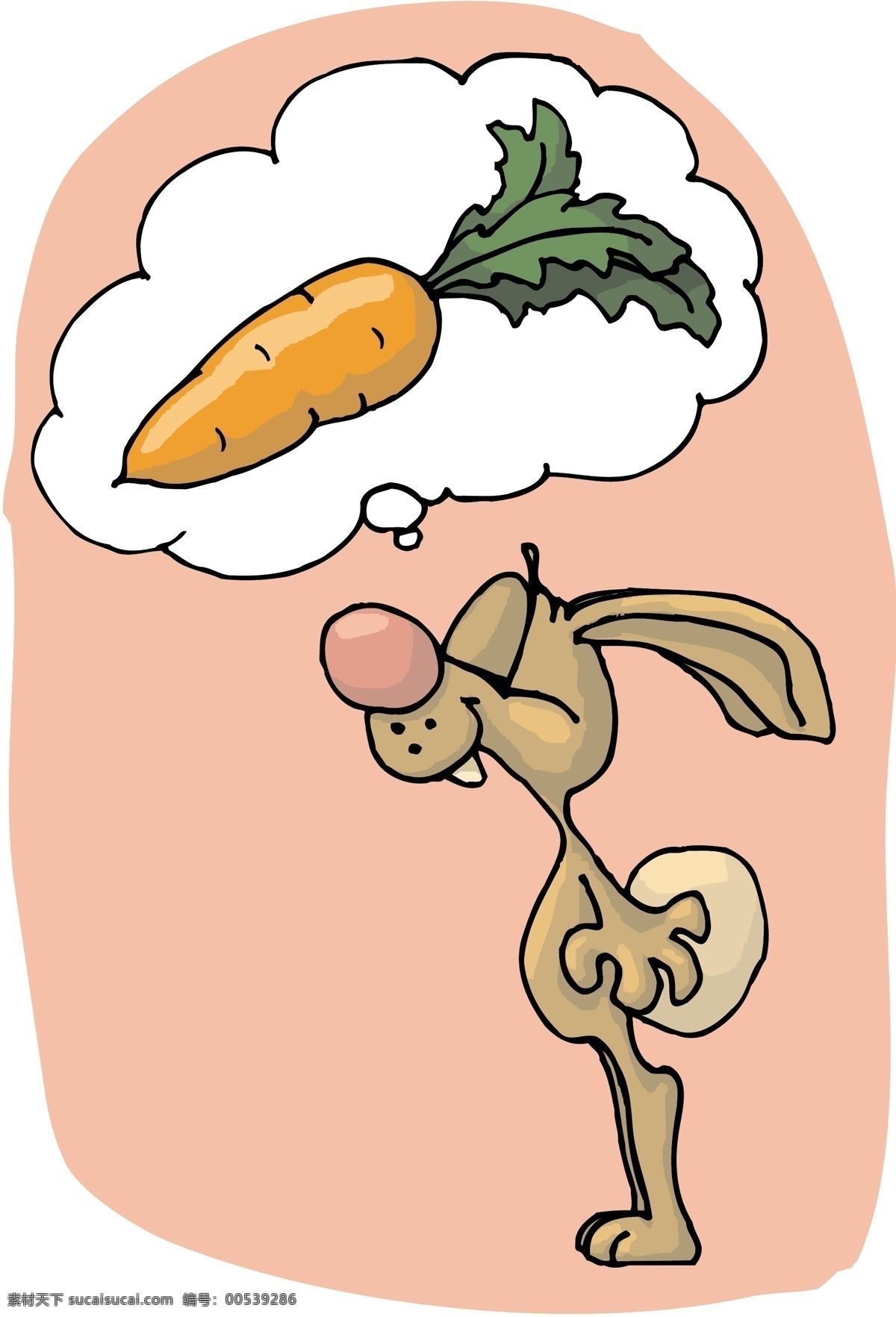 兔子 想 胡萝卜 兔 做梦 矢量图 文化艺术
