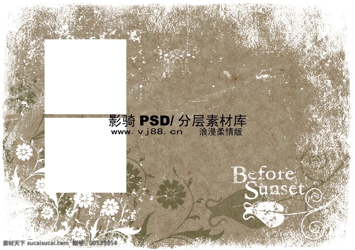 分层 源文件 复古 花朵 花纹 浪漫柔情版 psd源文件 婚纱 儿童 写真 相册 模板