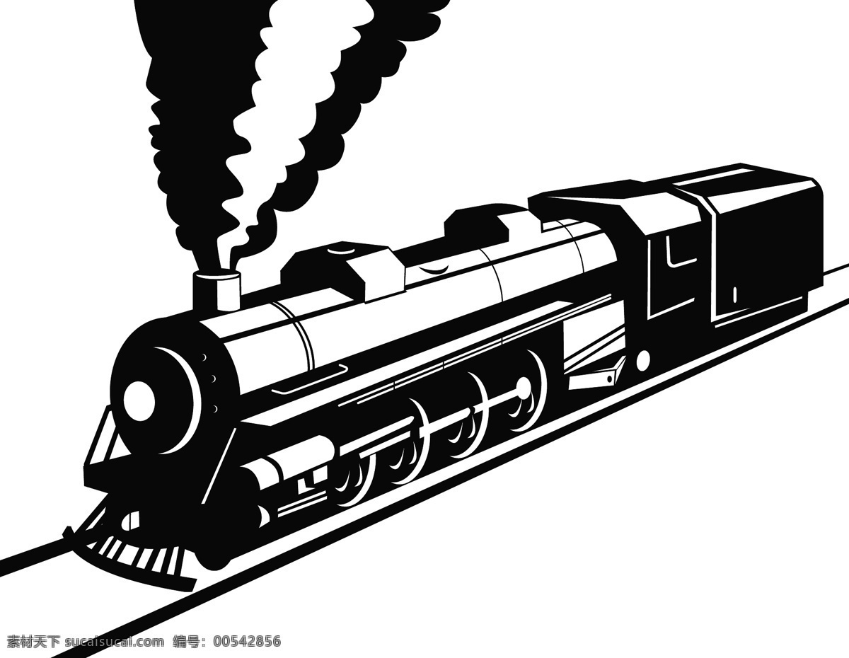 老式 蒸汽 火车 机车 矢量图 其他矢量图