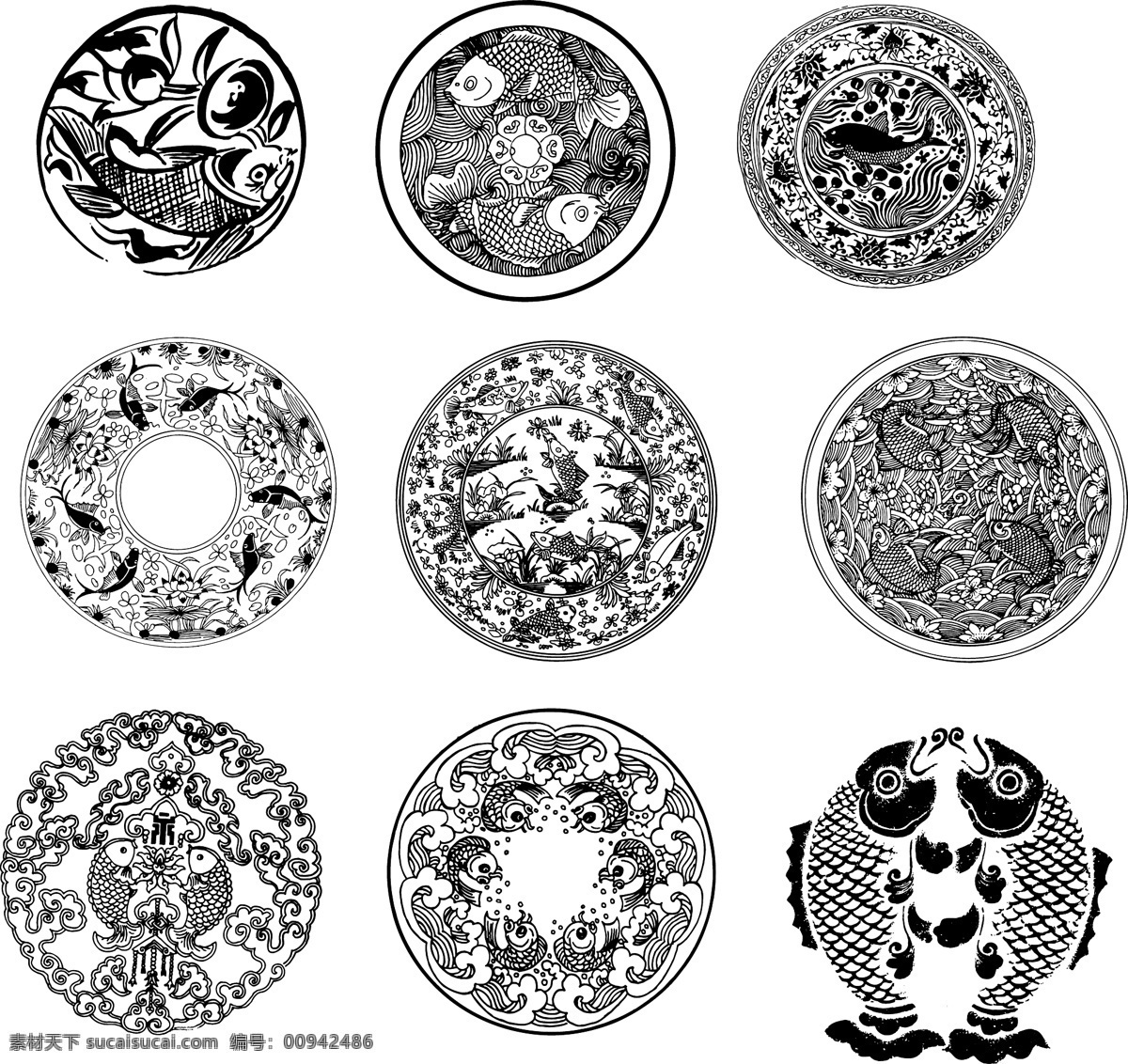 鱼类免费下载 传统文化 福娃 古典图案 剪纸 文化艺术 鱼类 矢量 生物世界
