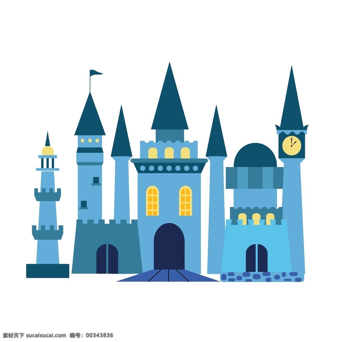 矢量蓝色城堡 矢量城堡 矢量 蓝色城堡 城堡 童话 共享素材 标志图标 网页小图标