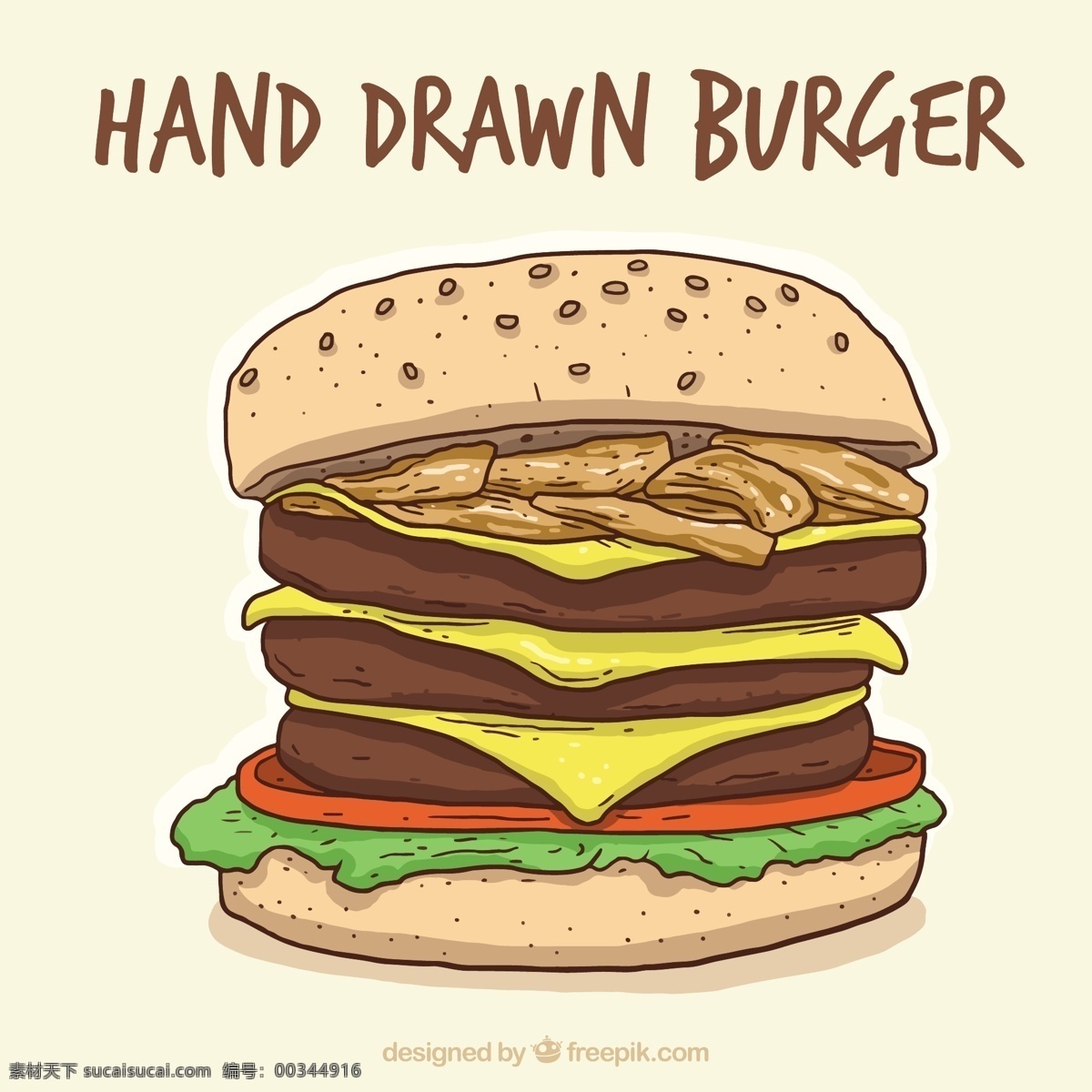 手绘 汉堡 插图 背景 汉堡插图